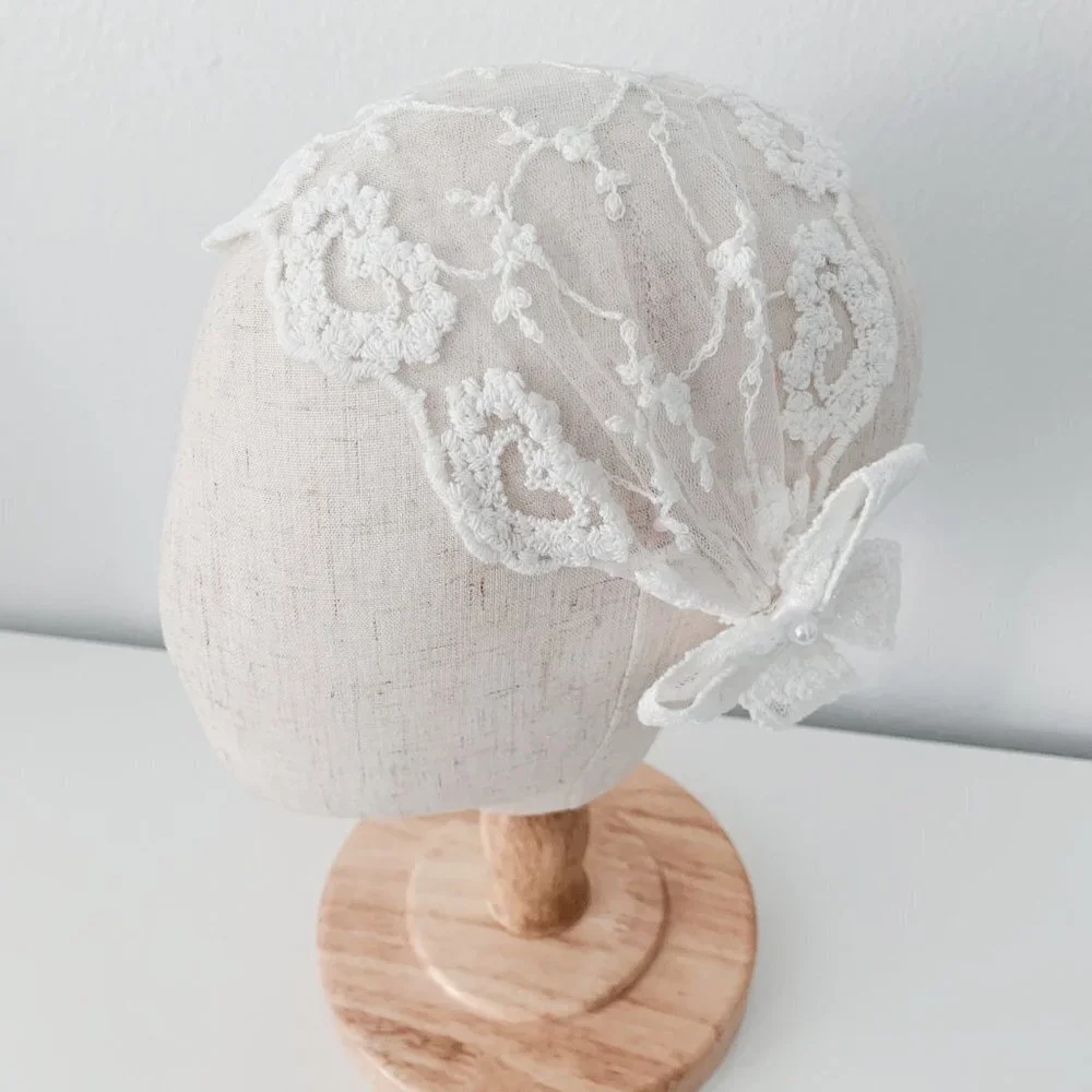 NWT Vintage Baby & Toddler Girls Headband Floral Lace Embroidery Boho Head Scarf